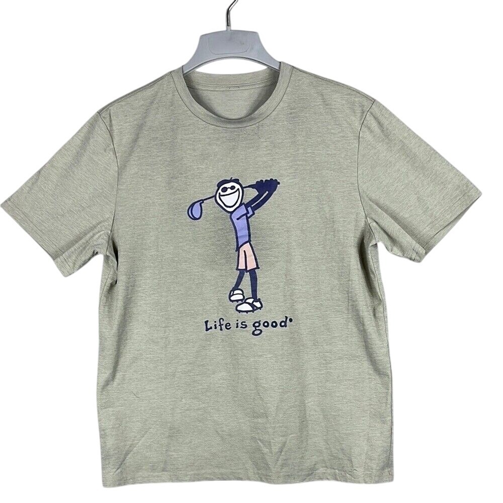 Life is Good Short Sleeve Graphic T-Shirt Golf Mens Size Large Tan